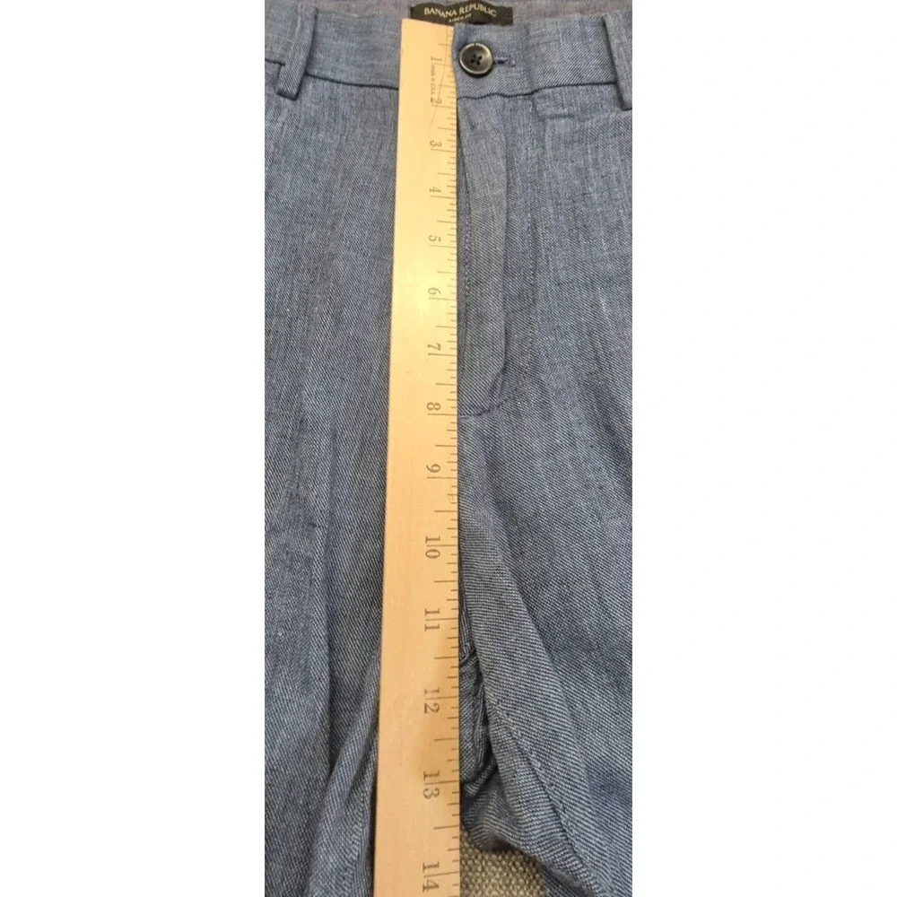 Banana Republic Aiden Fit Men's 34x34 Linen Cotton blend Pants Blue Flat front